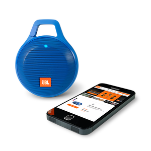 JBL Clip+ - Blue - Rugged, Splashproof Bluetooth Speaker - Detailshot 1