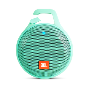 JBL Clip+ - Green - Rugged, Splashproof Bluetooth Speaker - Hero