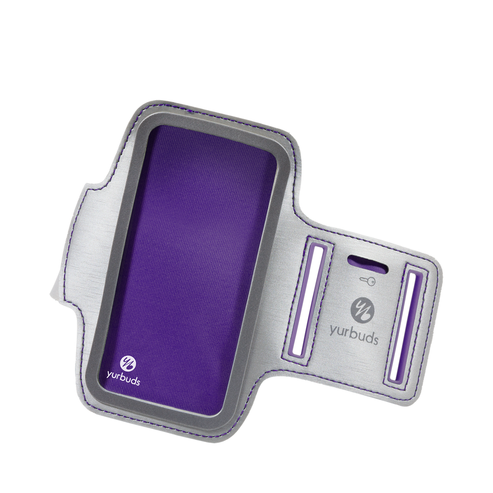 Athletic Armband for iPhone 5 - Purple - Adjustable Sport Armband with yursafety ID - Hero