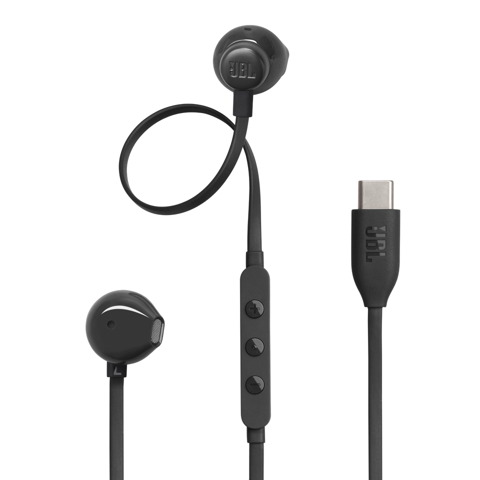JBL Tune 305C USB - Black - Wired Hi-Res Earbud Headphones - Hero