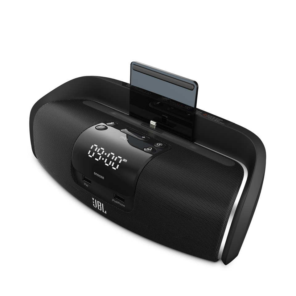 JBL OnBeat Hotel Lightning - Black - Wireless loudspeaker dock that transforms your iPad - Hero