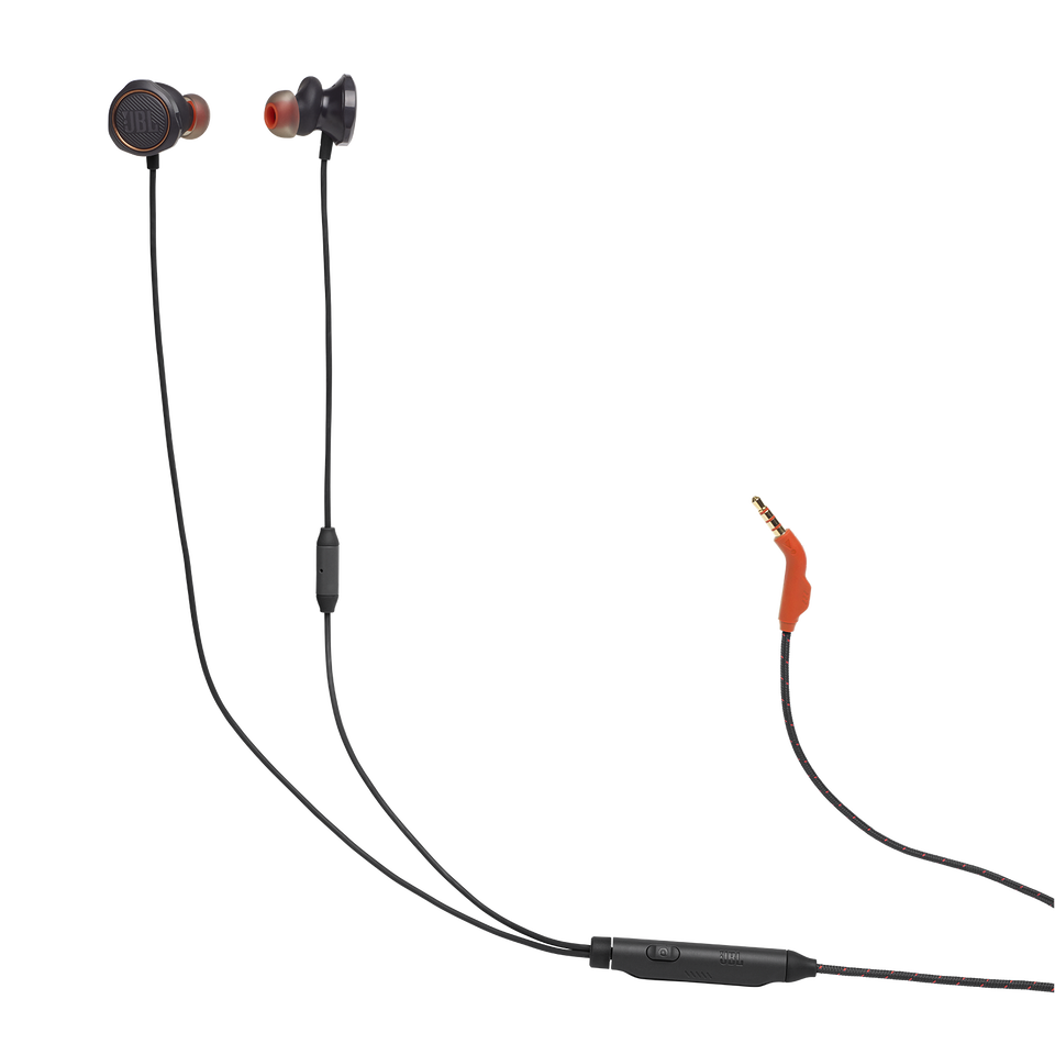 JBL Quantum 50 - Black - Wired in-ear gaming headset with volume slider and mic mute - Hero