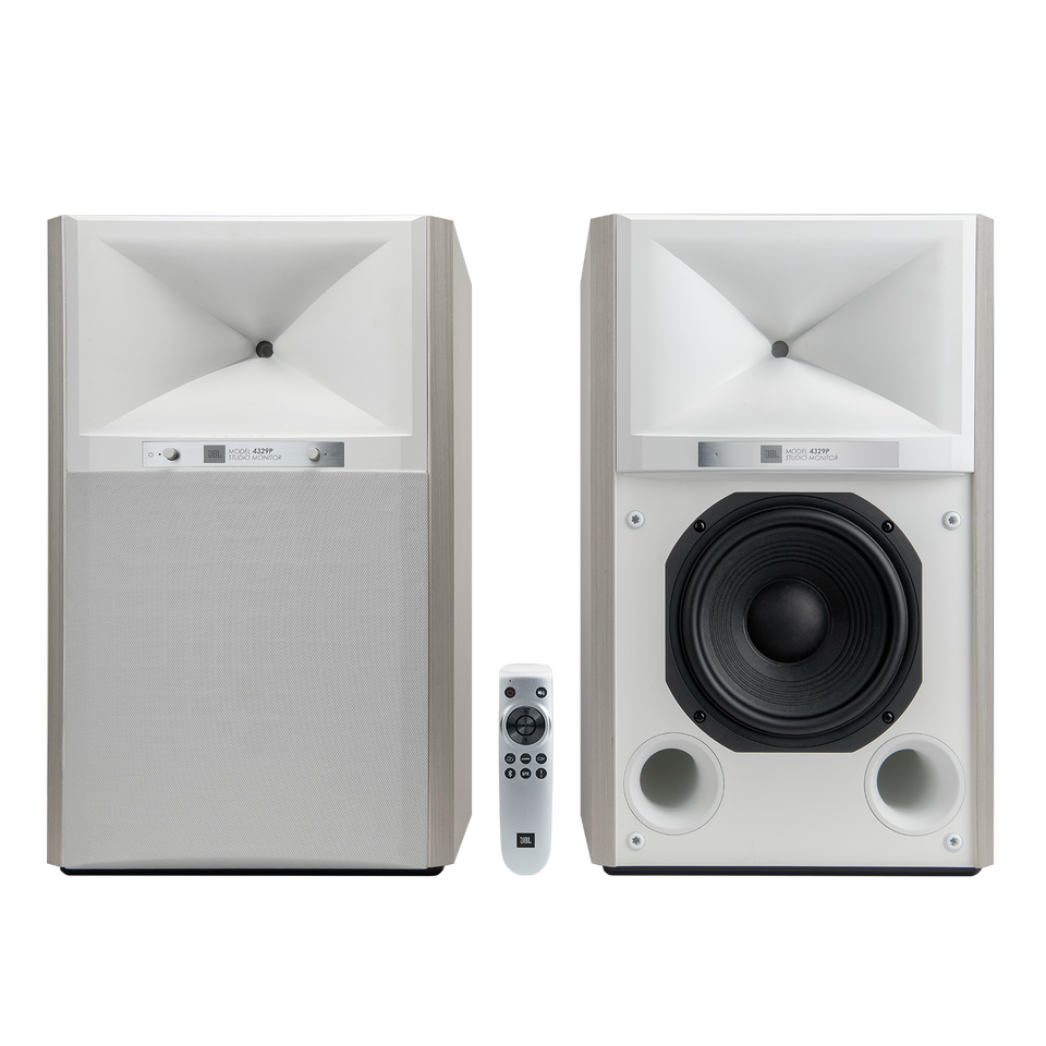 4329P Studio Monitor Powered Loudspeaker System - White - Powered Bookshelf Loudspeaker System - Hero