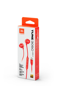 JBL Tune 305C USB - Red - Wired Hi-Res Earbud Headphones - Detailshot 15