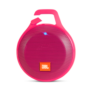 JBL Clip+ - Pink - Rugged, Splashproof Bluetooth Speaker - Hero