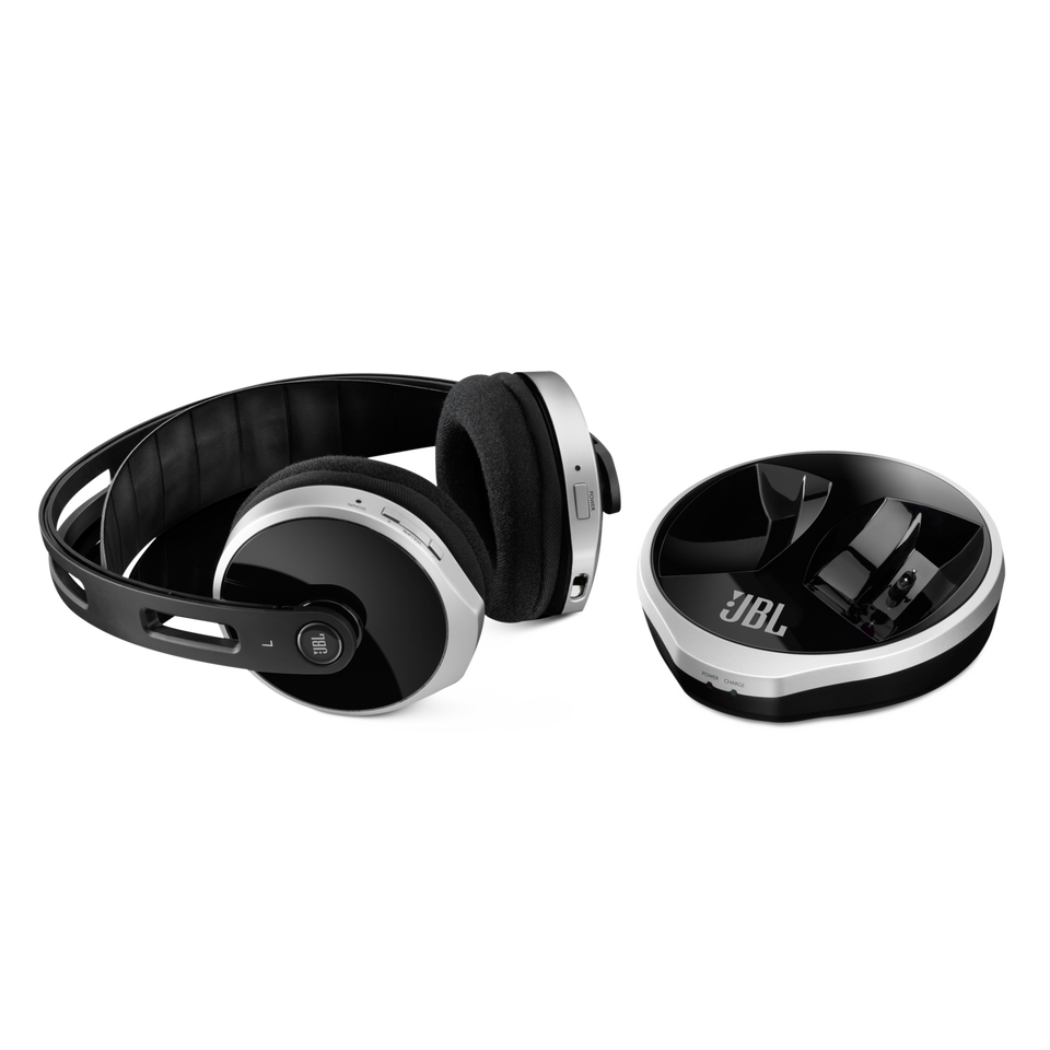 JBL WR2.4 - Black - Wireless Rechargeable Over-Ear Headphones - Hero