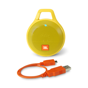 JBL Clip+ - Yellow - Rugged, Splashproof Bluetooth Speaker - Detailshot 2