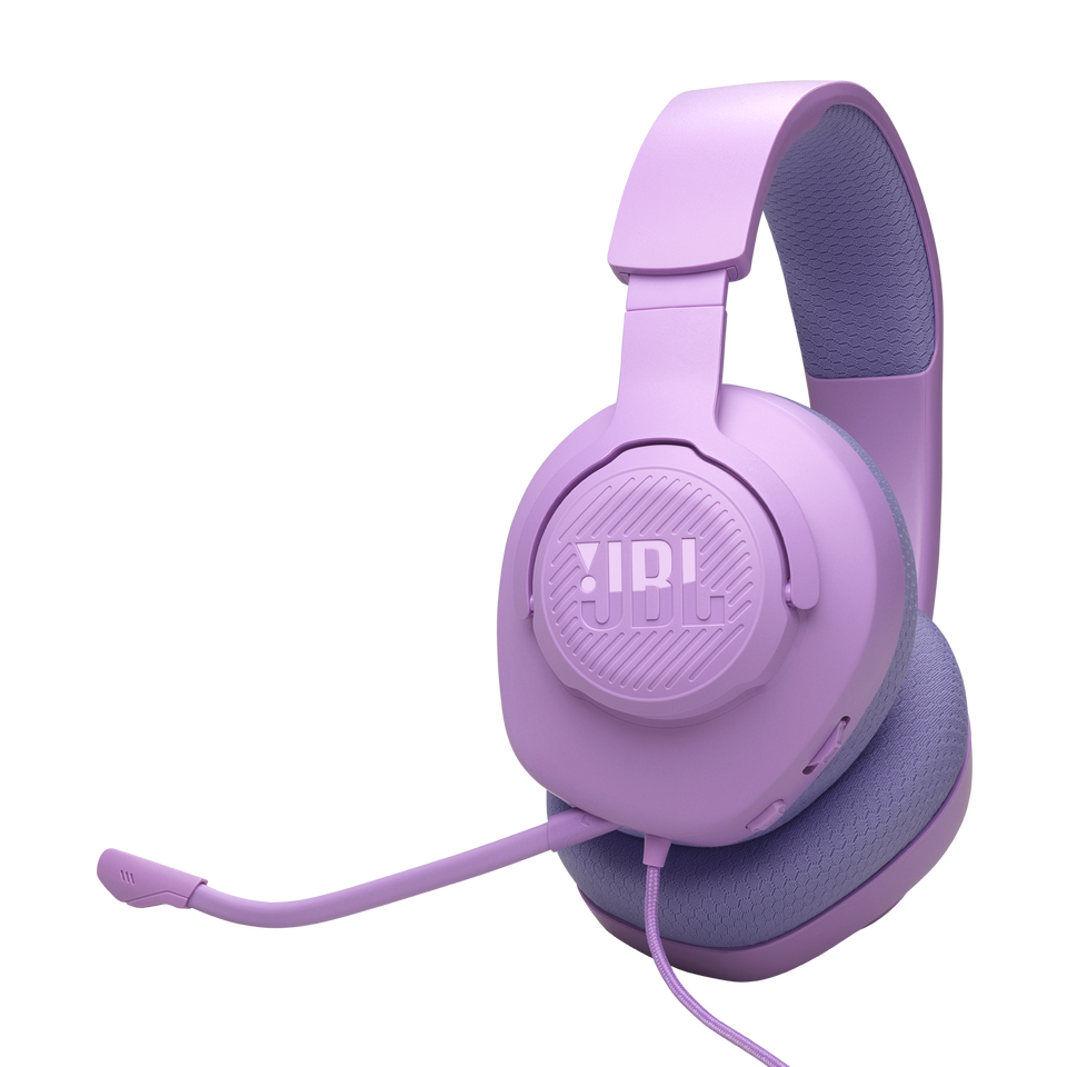 JBL Quantum 100 - Purple - Wired over-ear gaming headset with flip-up mic - Hero