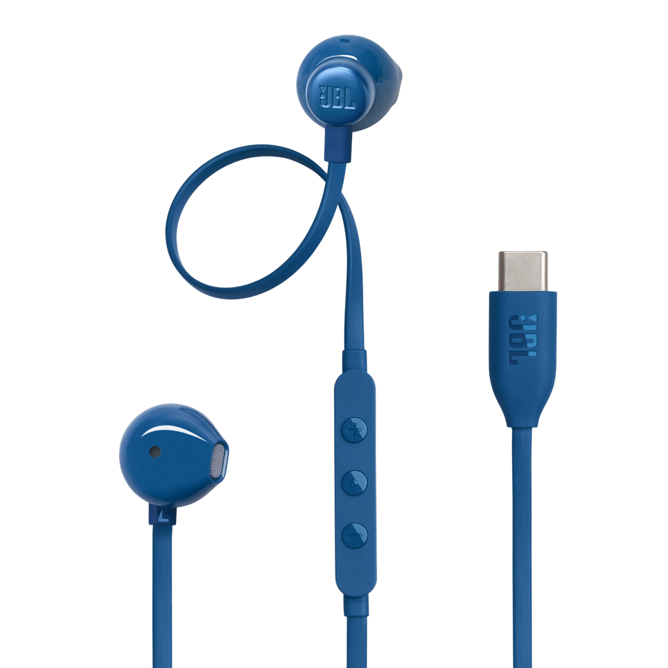 JBL Tune 305C USB - Blue - Wired Hi-Res Earbud Headphones - Hero