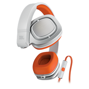 J55i - Orange / White - High-performance On-Ear Headphones for Apple Devices - Detailshot 1