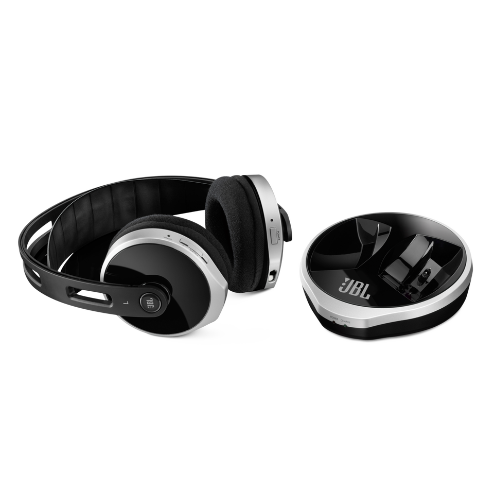 JBL WR2.4 - Black - Wireless Rechargeable Over-Ear Headphones - Hero
