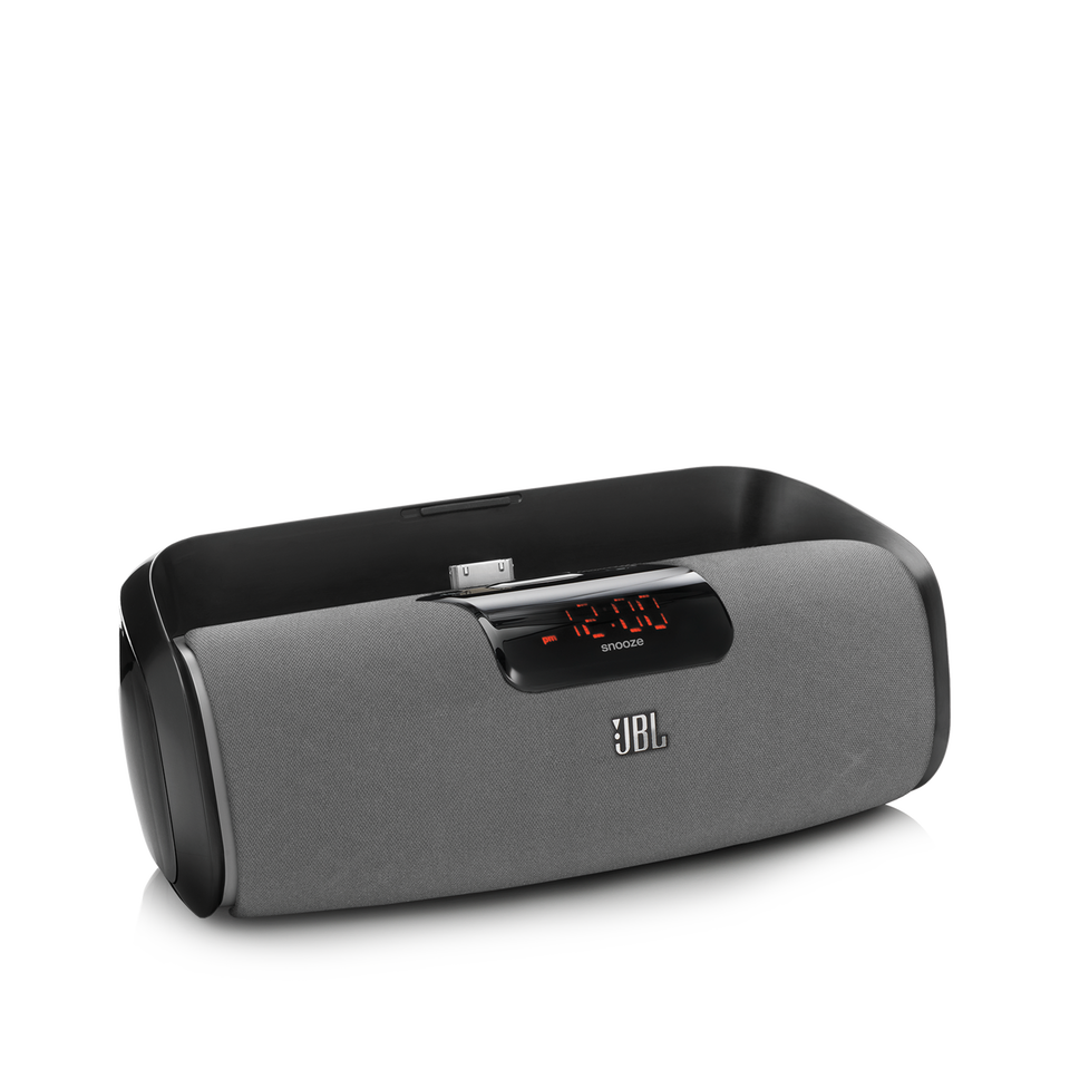 JBL OnBeat Rize - Black - A stylish JBL loudspeaker dock that turns your iPad into a soothing alarm clock and bedside concierge - Hero