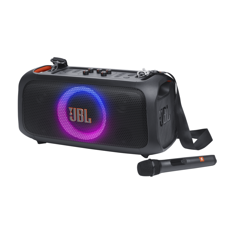 JBL PartyBox On-the-Go Essential - Black - Portable party speaker with built-in lights and wireless mic - Hero