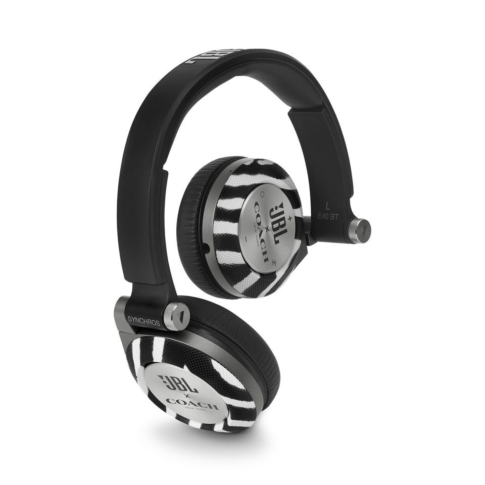 E40BT COACH Limited Edition - Zebra - On-ear, mobile phone-friendly headphones featuring JBL signature sound, wireless Bluetooth connectivity with ShareMe music sharing, and an ultra-comfortable fit. - Hero