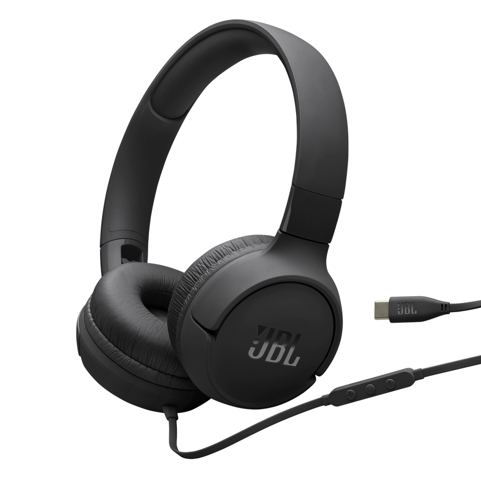 JBL Tune 520C USB-C - Black - Hi-Res wired on-ear headphones - Hero