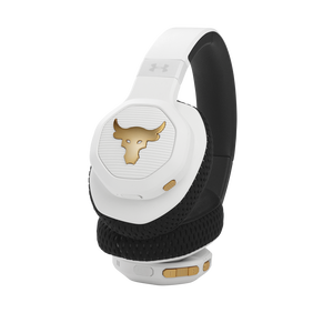 UA Project Rock Over-Ear Training Headphones - Engineered by JBL - White - Over-Ear ANC Sport Headphones - Detailshot 1