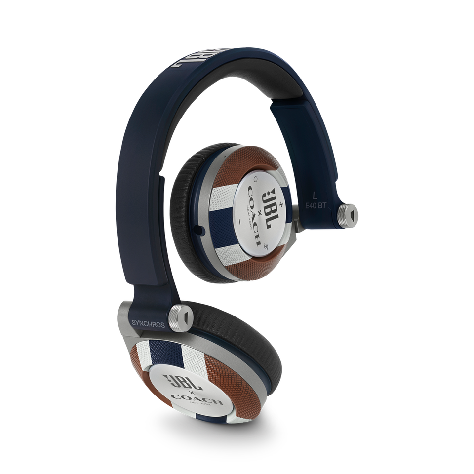 E40BT COACH Limited Edition - Varsity Stripe - On-ear, mobile phone-friendly headphones featuring JBL signature sound, wireless Bluetooth connectivity with ShareMe music sharing, and an ultra-comfortable fit. - Hero