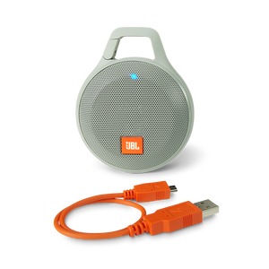 JBL Clip+ - Grey - Rugged, Splashproof Bluetooth Speaker - Detailshot 2