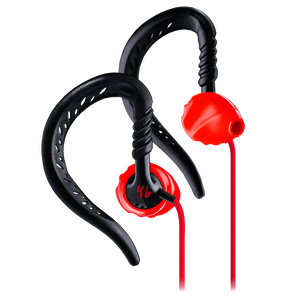 Focus® 100 - Black / Red - Behind-the-ear, sport earphones feature TwistLock™ Technology. - Hero