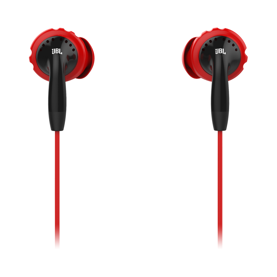 JBL Inspire 100 - Black / Red - In-ear, sport headphones with Twistlock™ Technology. - Hero