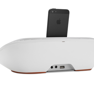 JBL OnBeat Mini - White - Portable Speaker Dock for iPhone 5/iPad Mini - Back