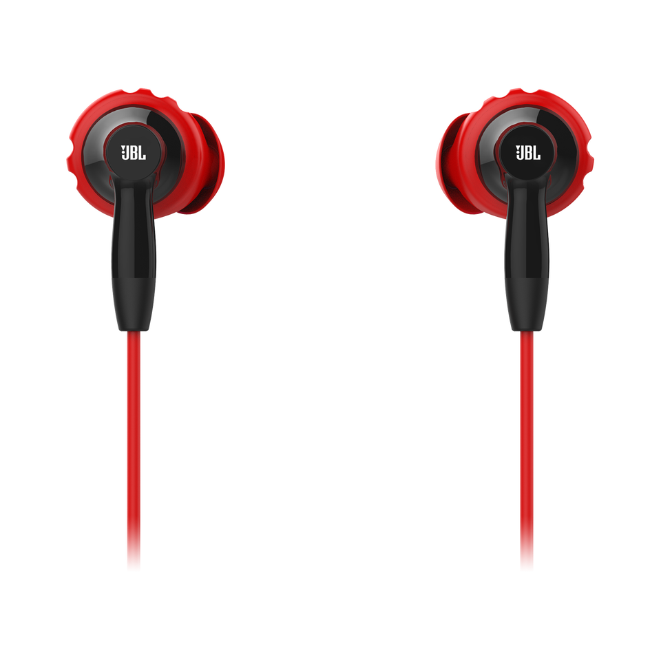 JBL Inspire 300 - Black / Red - In-ear, sport headphones with Twistlock™ Technology. - Hero