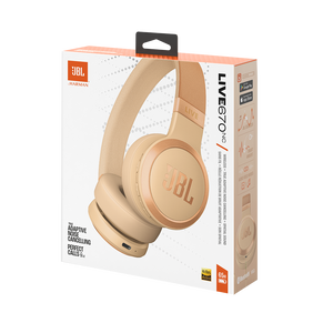 JBL Live 670NC - Sandstone - Wireless On-Ear Headphones with True Adaptive Noise Cancelling - Detailshot 10