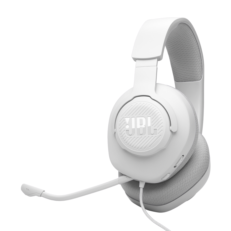 JBL Quantum 100 - White - Wired over-ear gaming headset with flip-up mic - Hero