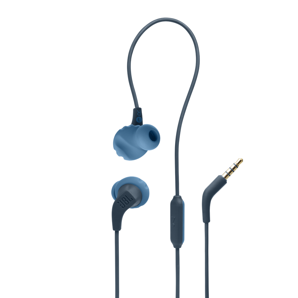 JBL Endurance Run 2 Wired - Blue - Waterproof Wired Sports In-Ear Headphones - Hero
