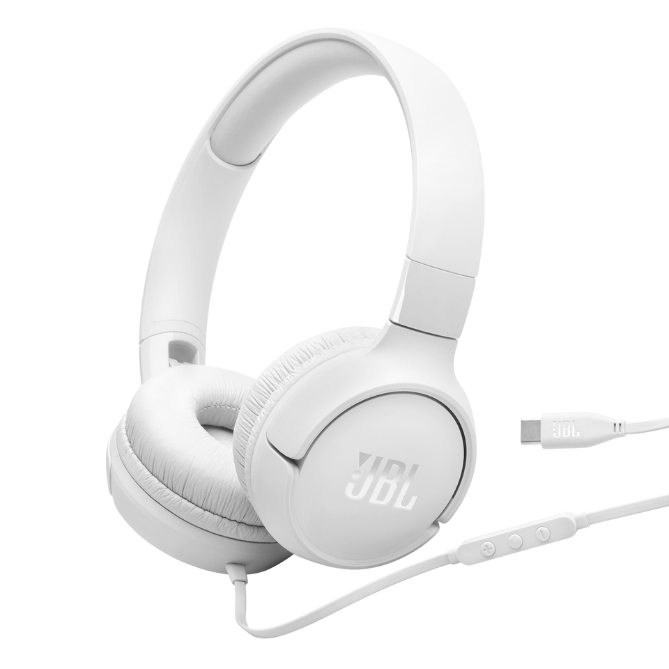 JBL Tune 520C USB-C - White - Hi-Res wired on-ear headphones - Hero