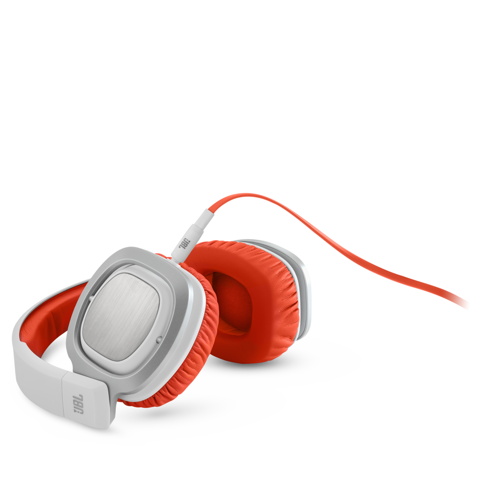 J88 - Orange / White - Premium Over-Ear Headphones with Rotatable Ear-cups - Hero
