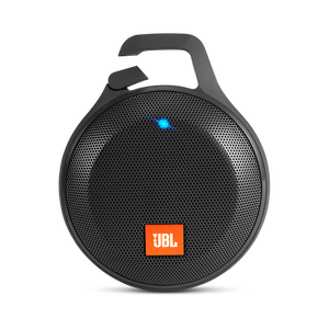 JBL Clip+ - Black - Rugged, Splashproof Bluetooth Speaker - Hero